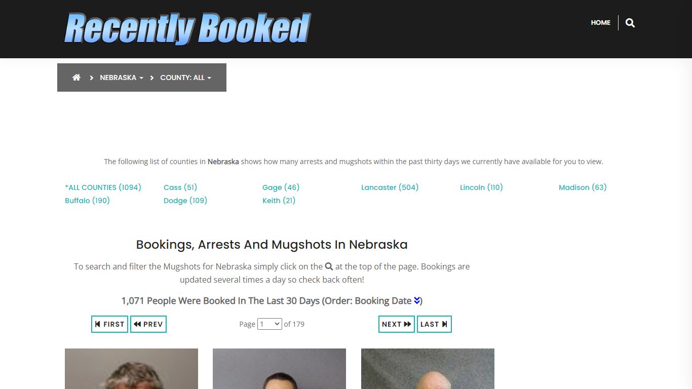 Bookings, Arrests and Mugshots in Nebraska - Recently Booked