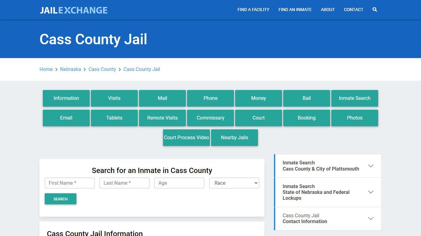 Cass County Jail Roster Lookup, NE, Inmate Search - Jail Exchange